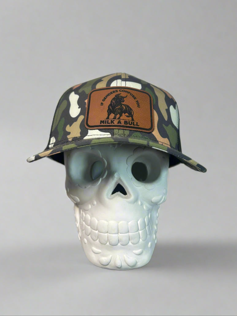 If Genders Confuse You, Milk a Bull Premium Leather Patch Hat